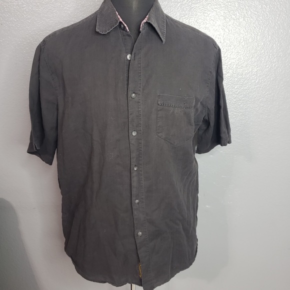 Look Left Black Large PreOwned Button Down Shirt-Cotton/Spandex - Picture 4 of 4